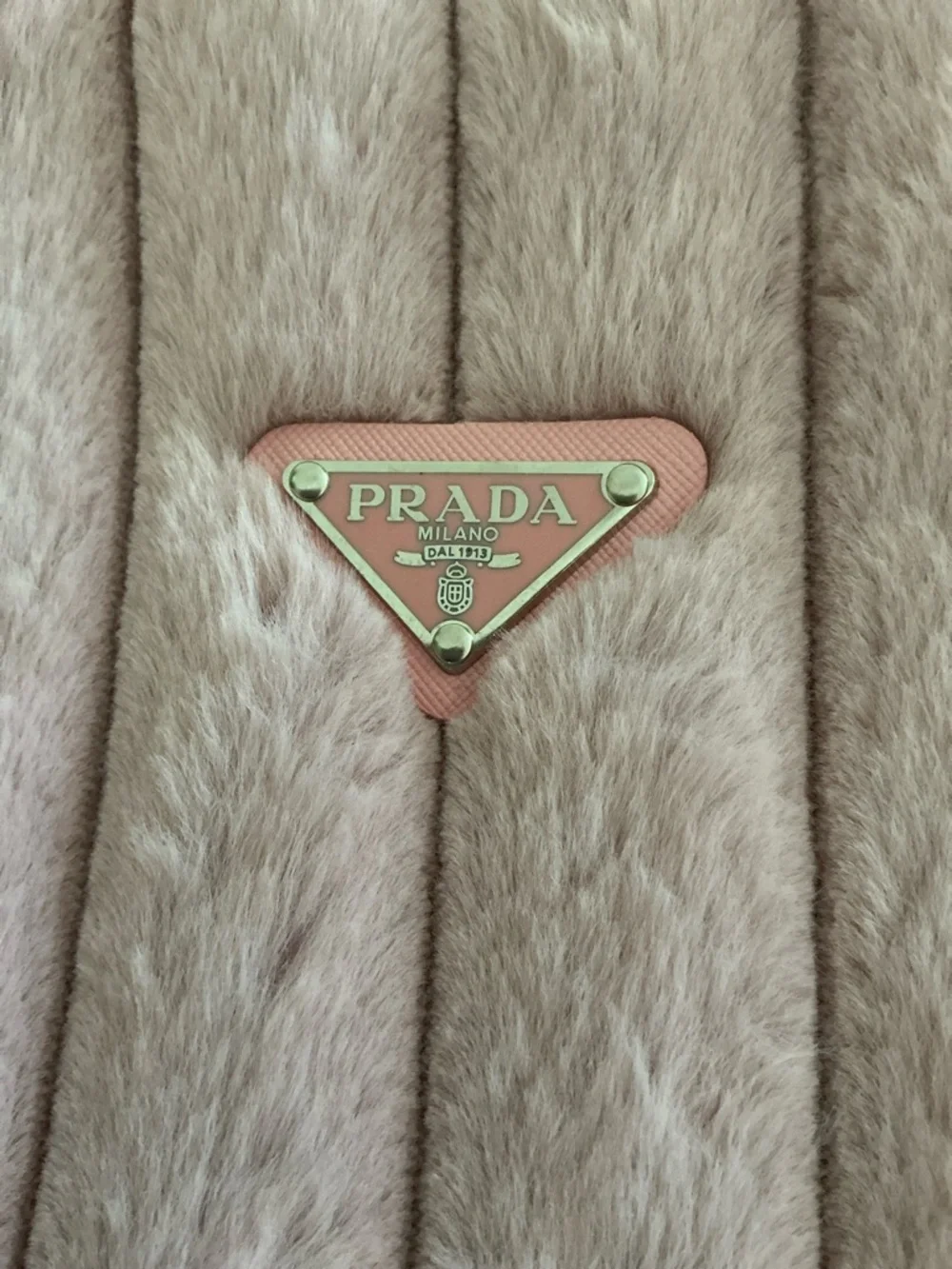 PRADA NWT  Blush Pink Faux Fur Shoulder Bag with Silver Strap with Insert - Picture 3 of 7